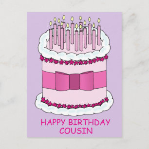 Carte Postale Joyeux Cousin Cake and Candles
