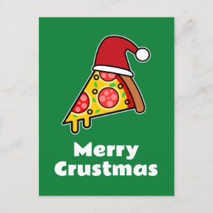 Carte Postale Joyeux Croûtemas TRANCHE DE PIZZA DRÔLE PÈRE NOËL