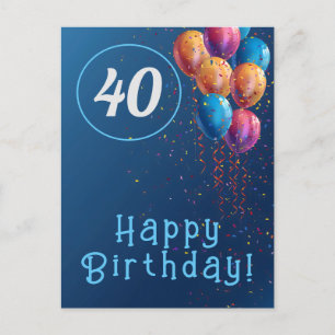 Carte Postale Joyeux design d'anniversaire avec ballons et confe
