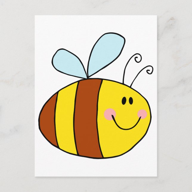 Carte Postale joyeux dessin animé d'abeille miel volant (Devant)