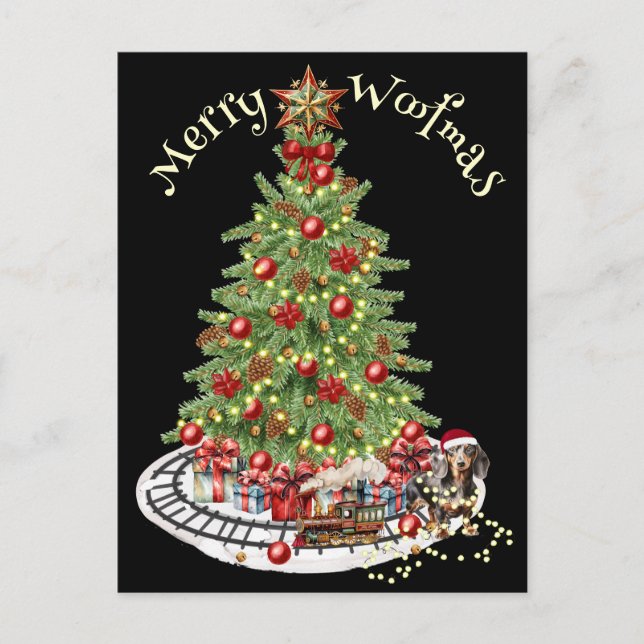 Carte Postale Joyeux dessin de chien de Woofmas - Dachshund (Devant)