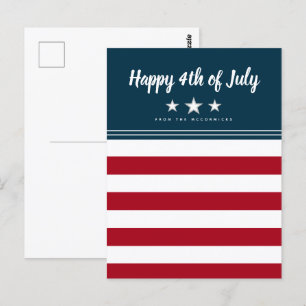 Carte Postale Joyeux drapeau 4 juillet américain personnalisé