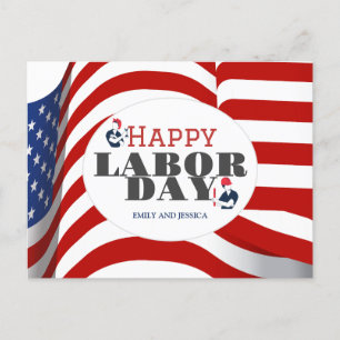 Carte Postale Joyeux drapeau patriotique de la fête du travail a
