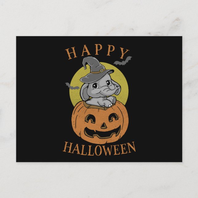 Carte Postale Joyeux éléphant bébé d'Halloween (Devant)