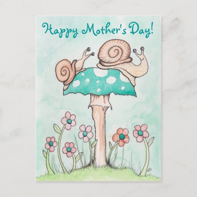 Carte Postale Joyeux escargots de la fête des mères (Devant)