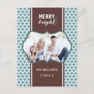 Carte postale Joyeux et Bleu clair Quatrefoil Holi