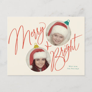 Carte Postale Joyeux et brillant script et ornements photo desig