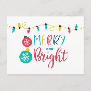 Carte Postale Joyeux et lumineux avec une chaîne de lumières