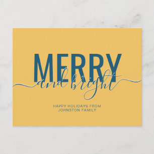 Carte Postale Joyeux et lumineux Noël jaune vacances