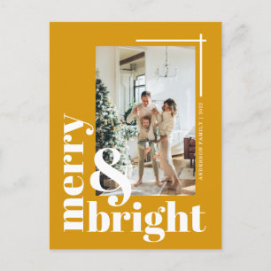 Carte Postale Joyeux et Lumineux Simple Photo Noël Fêtes Po