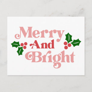 Carte Postale Joyeux et lumineux - Typographie classique de vaca