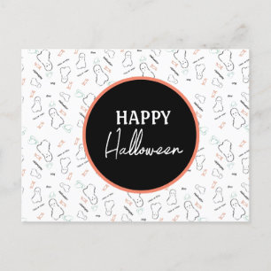 Carte Postale Joyeux fantôme de Halloween Bonbons lettrage à la 