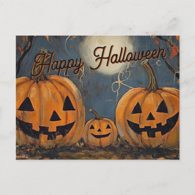 Carte Postale Joyeux feu de lanterne Jack O'Halloween (Devant)