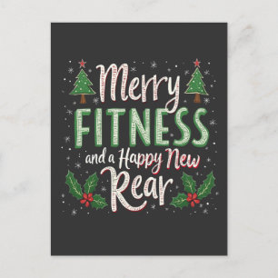 Carte Postale Joyeux Fitness et Bonne Année Nouvel Arrière Muscu