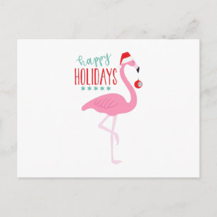 Carte Postale Joyeux Flamant rose des Fêtes