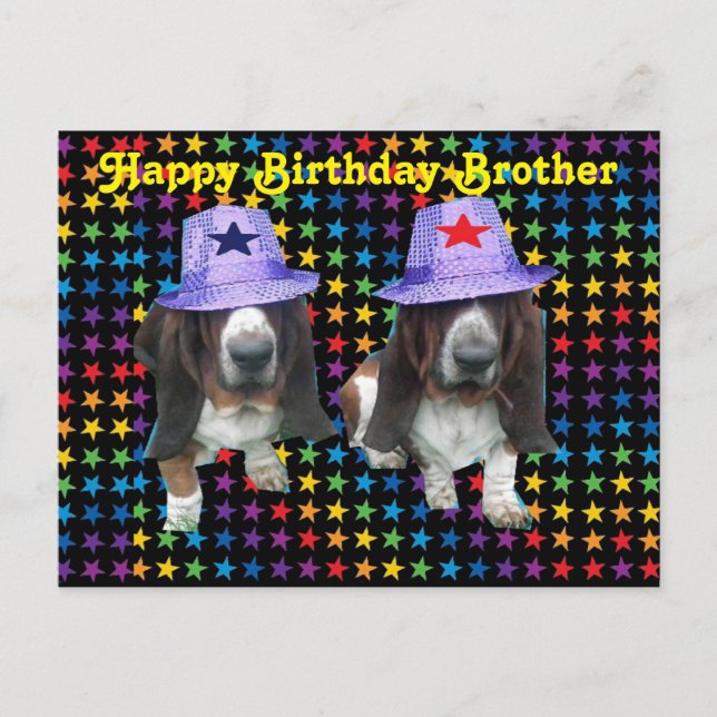 Carte postale Joyeux frère Anniversaire Basset (Devant)