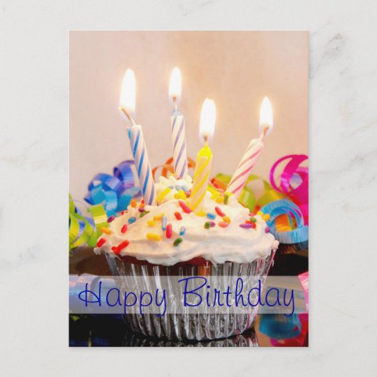 Carte Postale Joyeux Gateau D Anniversaire Avec Bougies Zazzle Ch