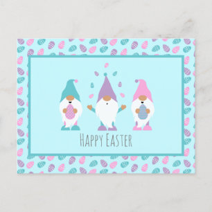 Carte Postale Joyeux Gnome de Pâques Jongler oeufs de Pâques Car