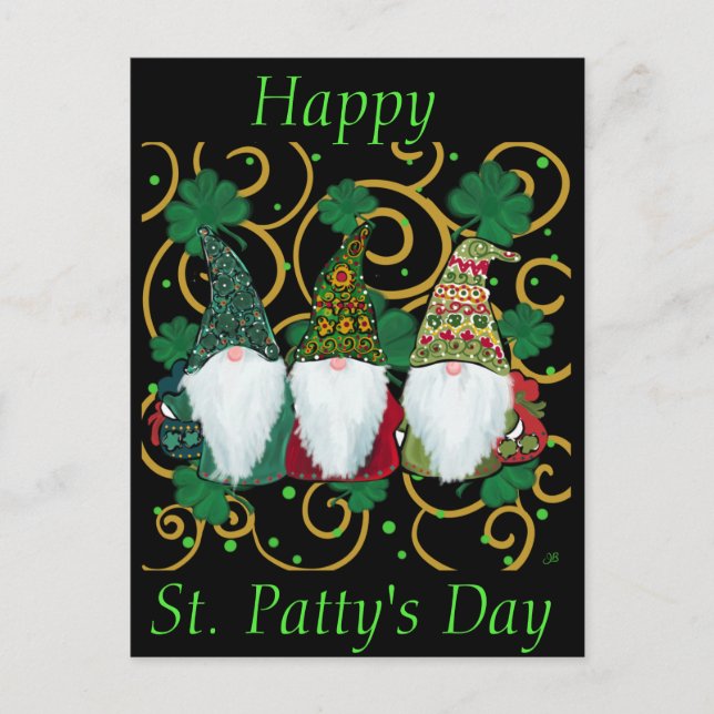 Carte Postale Joyeux GNOMES du jour de St. Patty (Devant)