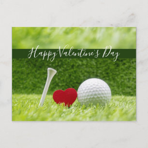 Carte Postale Joyeux golfeur de Valentine avec amour et balle de