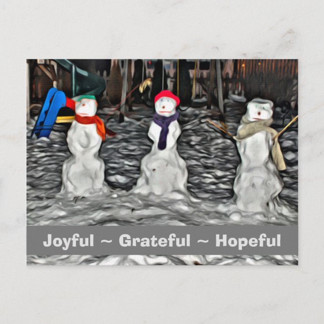 Carte Postale Joyeux-Grateful-Espérance Les gens de neige vacanc (Devant)