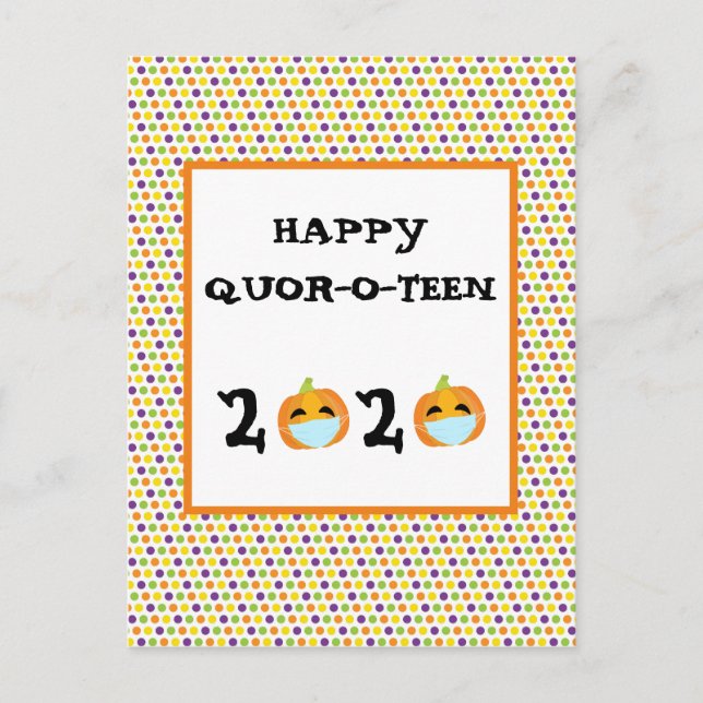 Carte Postale Joyeux Halloween 2020 Citrouille Quarantaine (Devant)