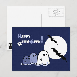 Carte Postale Joyeux Halloween. Amusant Petit Fantôme