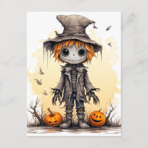 Carte Postale Joyeux Halloween   Belle Ragdoll Scarecrow