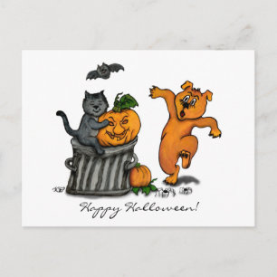 Carte Postale Joyeux Halloween ! Chien et araignée de chauve-sou