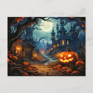 Carte Postale Joyeux Halloween   Citrouille infime et bien éclai