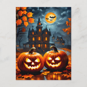 Carte Postale Joyeux Halloween   Citrouilles terrifiants et bril