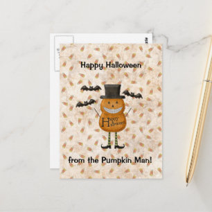 Carte Postale Joyeux Halloween De L'Homme Citrouille