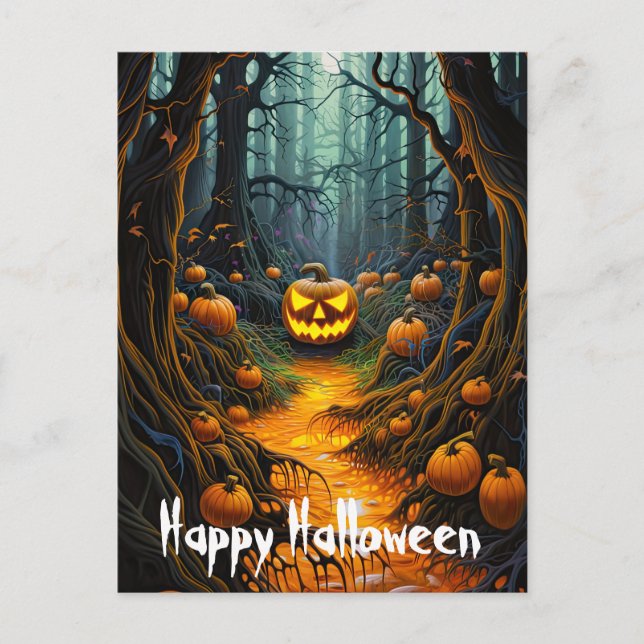 Carte Postale Joyeux Halloween Déplaisants Jack-o'-lantern Citro (Devant)