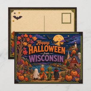 Carte Postale Joyeux Halloween des enfants du Wisconsin