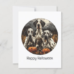 Carte Postale Joyeux Halloween grands chiens de Danse Jack-o'-la