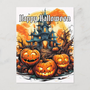 Carte Postale Joyeux Halloween   Illuminer les Citrouilles terri