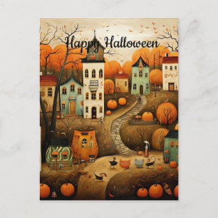 Carte Postale Joyeux Halloween illustration colorée