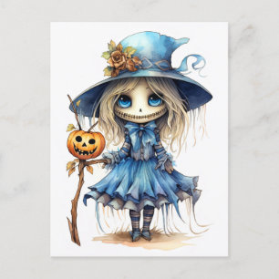 Carte Postale Joyeux Halloween   Jolie petite sorcière