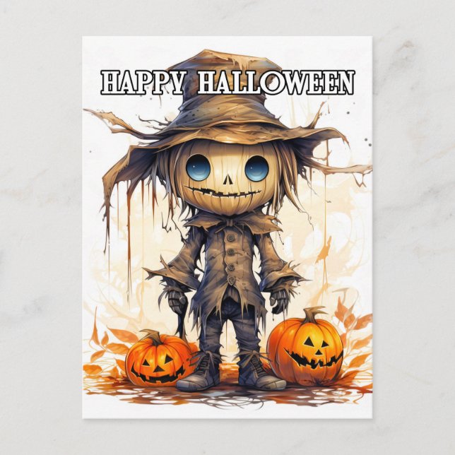 Carte Postale Joyeux Halloween | Jote Ragdoll Scarecrow (Devant)