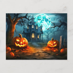 Carte Postale Joyeux Halloween   Logement Éffrayant hanté