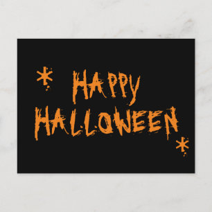 Carte Postale Joyeux Halloween orange noir effrayant drôle