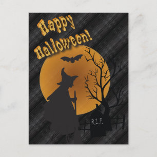 Carte Postale Joyeux Halloween Silhouette Sorcière