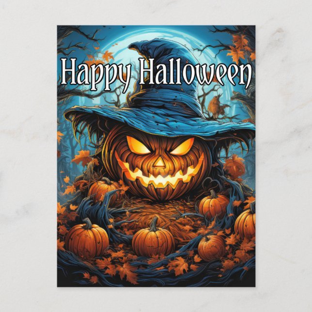 Carte Postale Joyeux Halloween | Sinister Citrouille (Devant)