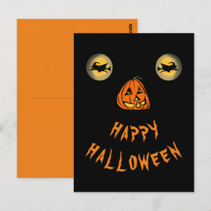 Carte Postale Joyeux Halloween Yeux de cuisine et nez Citrouille