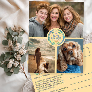 Carte Postale Joyeux Hanoukka CUSTOM 3 PHOTO FÊTE