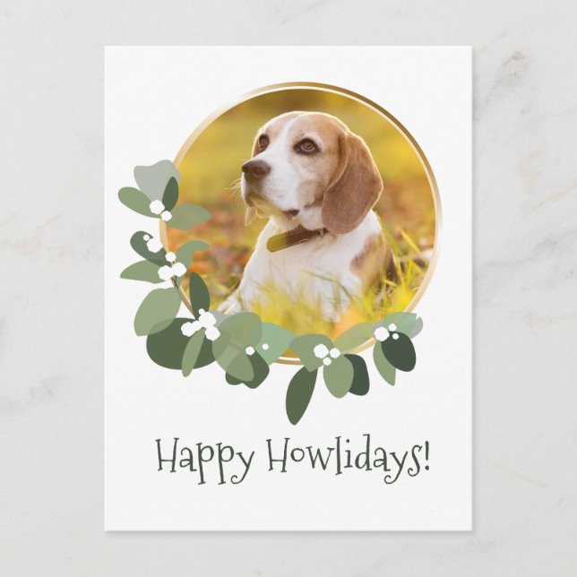 Carte Postale Joyeux Howlidays Chien de Noël Personnalisé (Devant)