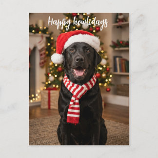 Carte Postale Joyeux Howlidays Fête de Noël Labrador noir
