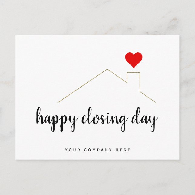Carte Postale Joyeux jour de clôture Cœur immobilier (Devant)