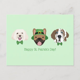Carte Postale Joyeux Jour de la Saint Patrick Dog Visages
