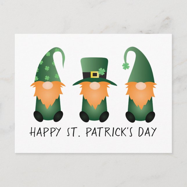Carte Postale Joyeux Jour de la Saint Patrick Gnomes Green Orang (Devant)